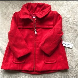 Old Navy Red Pea Coat 6-12 Months